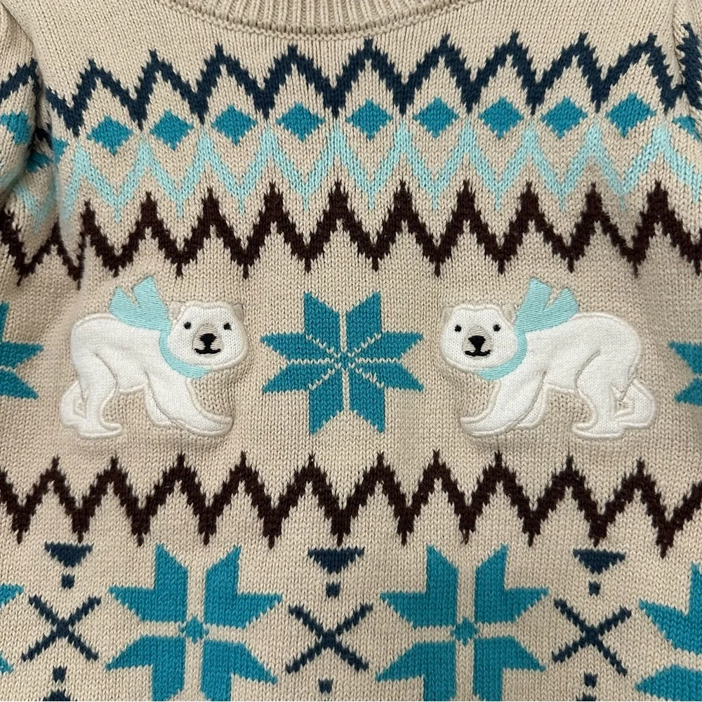 Gymboree Girls Applique Polar Bear Fair Isle Sweater - Nordic Adventure - Tan 6